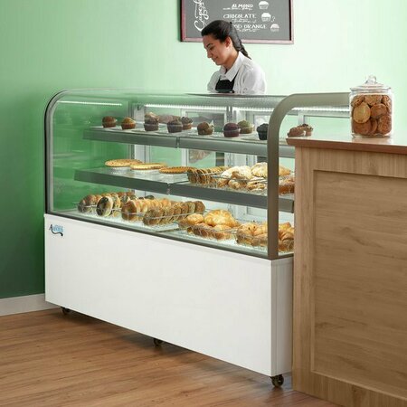 AVANTCO BCD-72 72in Curved Glass White Dry Bakery Display Case 193BCD72W